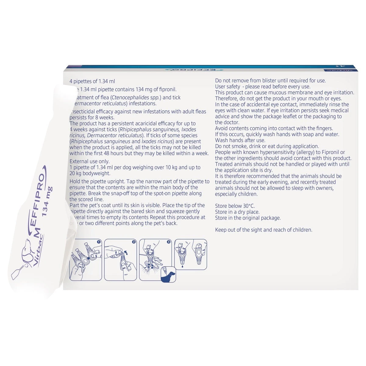 Effipro Spot Onfor Dogs 4 X 134mg (10-20kg) Flea Treatment 4 Pipettes 2 Effipro Spot Onfor Dogs 4 X 134mg (10-20kg) Flea Treatment 4 Pipettes - Image 2