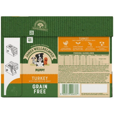 James Wellbeloved Grain Free Puppy Wet Dog Food Pouches - Turkey In Gravy 4 James Wellbeloved Grain Free Puppy Wet Dog Food Pouches - Turkey In Gravy - Image 4