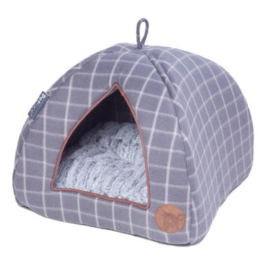 Petface Grey Check Igloo Cat Bed 1 Petface Grey Check Igloo Cat Bed
