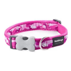 Red Dingo Camouflage Dog Collar In Hot Pink