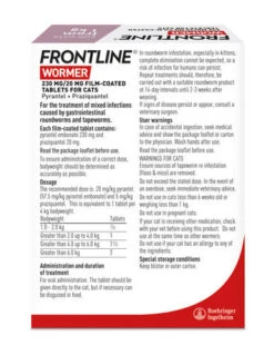 Frontline Wormer Film-Coated Tablets For Cats -Pet Supplies I9653301 en 04 58295.1710539874.386.513