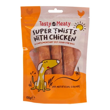 Tasty And Meaty Jumbo Super Twists With Chicken Adult Dog Treat 1 Tasty And Meaty Jumbo Super Twists With Chicken Adult Dog Treat