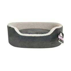 Dream Paws Grey Oval Velvet Dog Bed