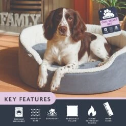 Dream Paws Grey Oval Velvet Dog Bed 11 Dream Paws Grey Oval Velvet Dog Bed -Pet Supplies I9727288 en 04