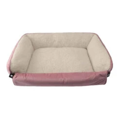 Dream Paws Pink Velvet Pet Sofa Bed With Fold-Out Blanket