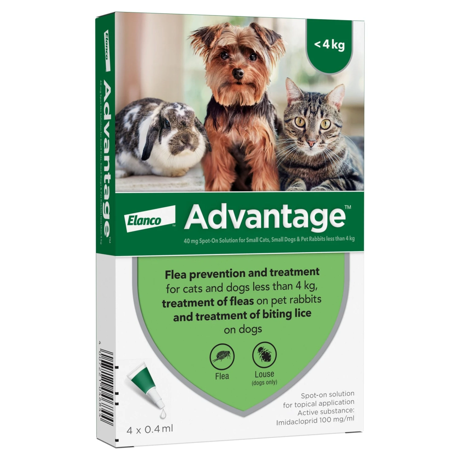 Advantage 40 For Small Cat, Dog & Rabbits Up To 4kg 1 Advantage 40 For Small Cat, Dog & Rabbits Up To 4kg